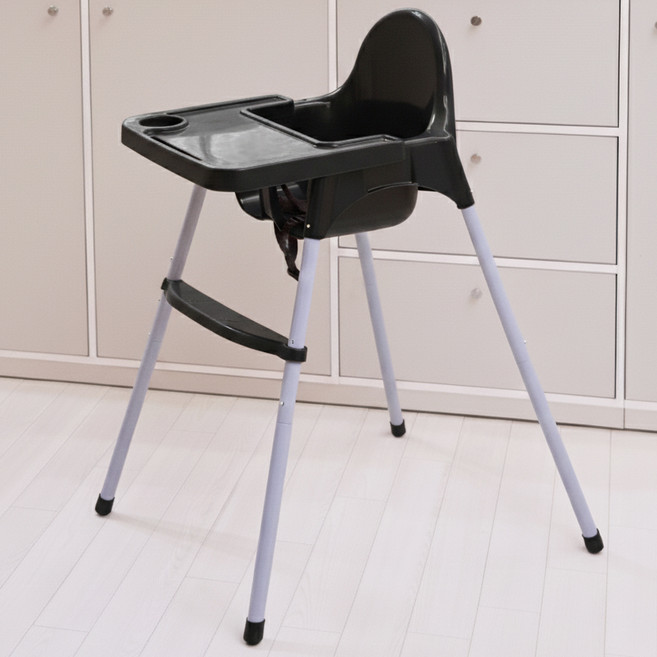 원더파파 유아용 높이조절 발 받침 하이체어, 블랙