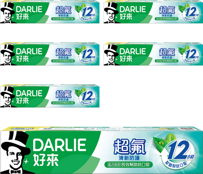 DARLIE 好來 超氟清新防護牙膏 12小時幫助對抗口氣, 160g, 6條