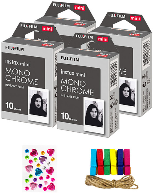 Instax 迷你膠卷黑白單色膠卷 40p + 隨機交付一套 4 個組件, instax 迷你電影, 1套