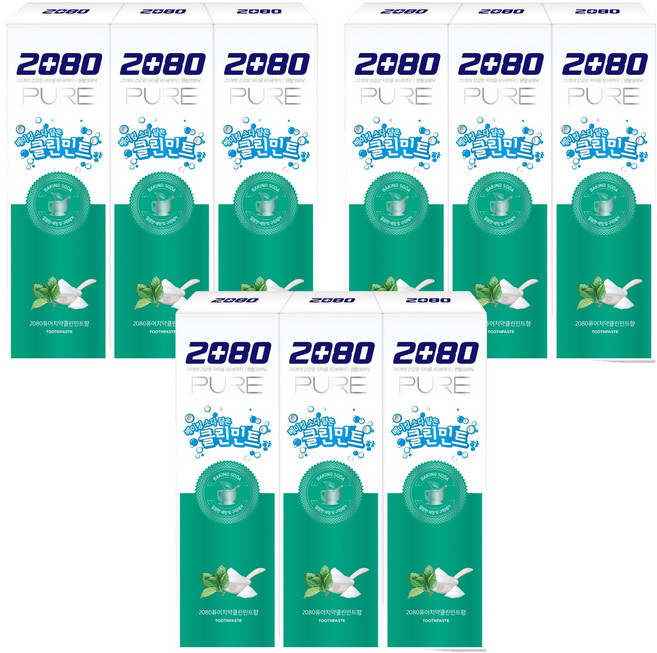 2080 퓨어치약 클린민트향, 120g, 9개