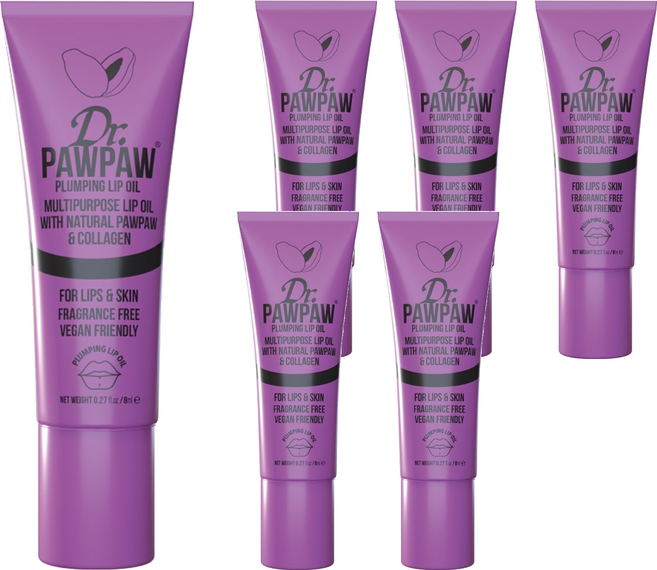 Dr.PAWPAW 台灣公司貨 豐潤唇部精華油(英國木瓜霜 護唇膏), 透明色/果香, 8ml, 6個