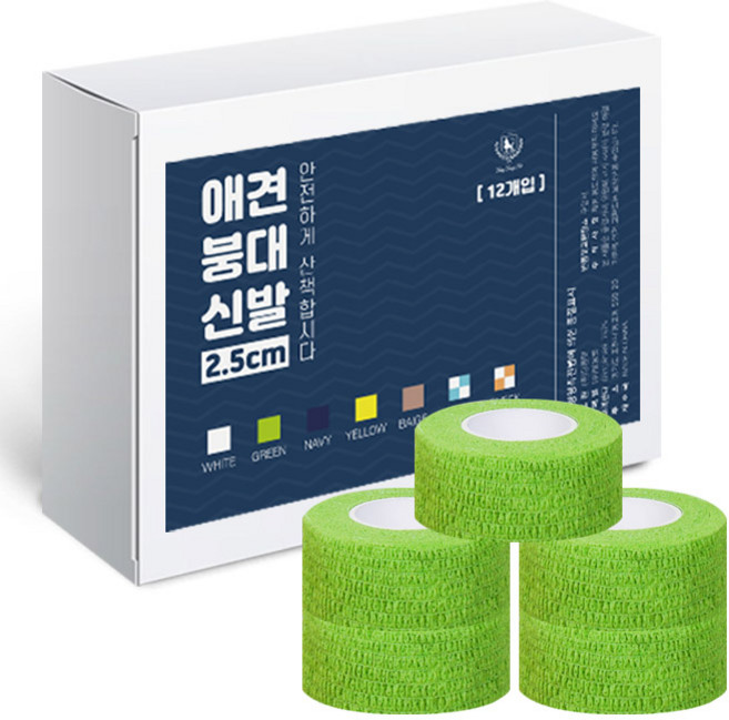 딩동펫 자가접착 애견 붕대신발, 그린, 12개