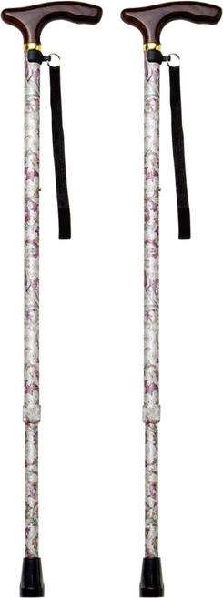 이치고이치에 플라워 고급 조절식 지팡이 AS-70BG, 베이지, 2개