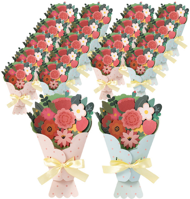 민화샵 꽃다발 감사카드 만들기 2종 세트, 혼합색상, 10개