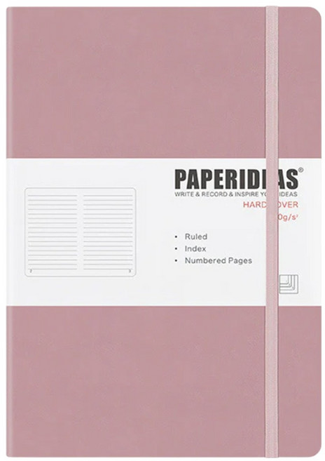 PAPERIDEAS A5 硬皮筆記本 188頁 點陣, 冰莓粉, 1本