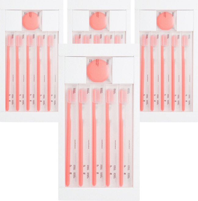 유즈툴컴퍼니 싱글 미세모 칫솔 오렌지 5p + 원형 자석, 4세트