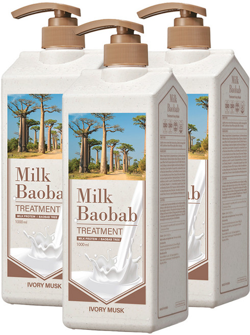 밀크바오밥 트리트먼트 아이보리머스크향, 1L, 3개