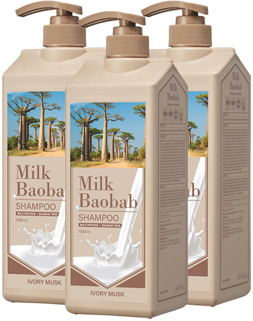 밀크바오밥 샴푸 아이보리머스크향, 1L, 3개