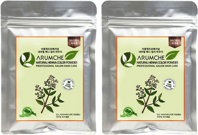 ARUMCHE 專業Henna染髮粉, 棕色, 2包