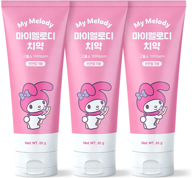 아텍스 마이멜로디 고불소 딸기향 치약, 80g, 3개 - 쿠팡