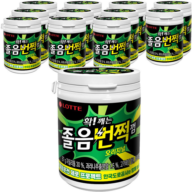 롯데웰푸드 졸음번쩍 껌 오리지널, 87g, 12개