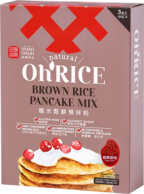 源順食品 糙米鬆餅粉 經典原味, 150g, 3包