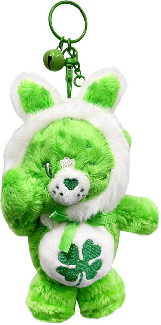 Care Bears 療癒立體造型絨毛公仔鑰匙圈掛飾, 17cm, 兔耳綠, 1個