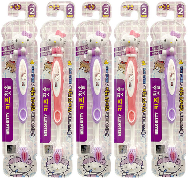 아텍스 헬로키티 피규어 어린이칫솔 유아용 Step2, 5개, 1개입