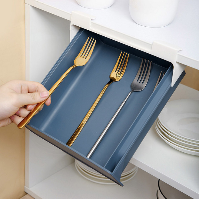모나코올리브 싱크대 선반 하부 슬라이드 서랍 수저정리홀더, 네이비, 1개