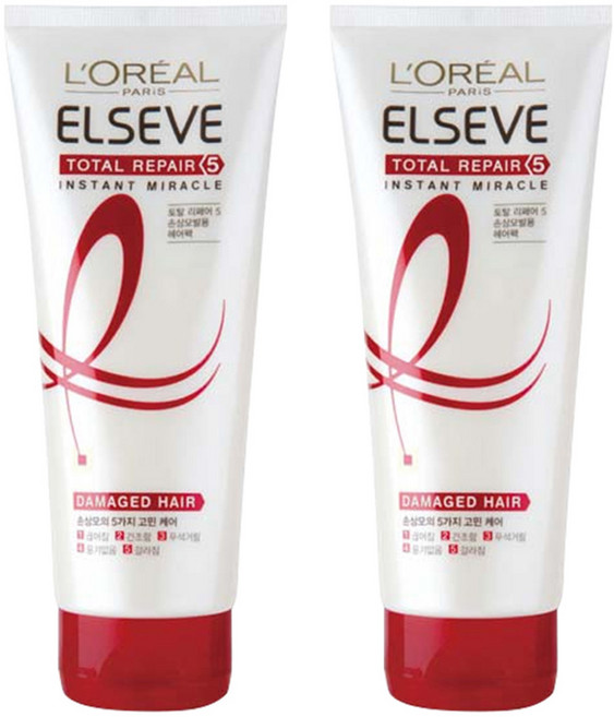 로레알파리 엘세브 토탈 리페어 5 인스턴트 미라클 헤어팩, 170ml, 2개