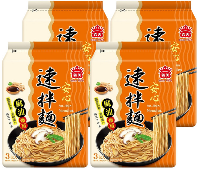 義美 速拌麵 麻油爆薑 120g, 12包