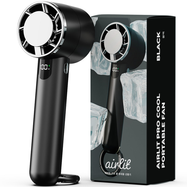 누아트 에어릿 프로 쿨 급속 냉각 3in1 무선 휴대용 선풍기, 블랙