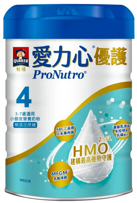 QUAKER 桂格 ProNutro 愛力心 優護小朋友營養奶粉 3~7歲, 800g, 1入, 1罐