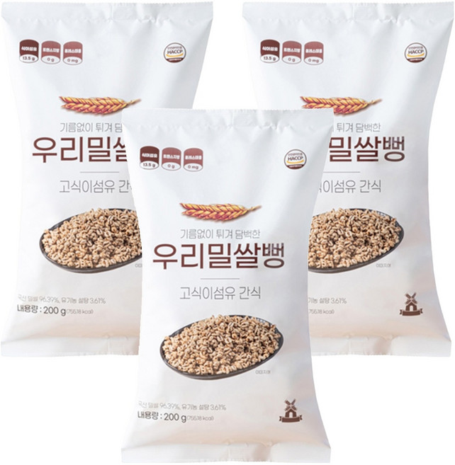 우리밀쌀뻥, 200g, 3개