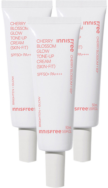 [비건뷰티] 이니스프리 New 왕벚꽃글로우스킨핏톤업크림 SPF50+ PA++++, 핑크, 50ml, 3개