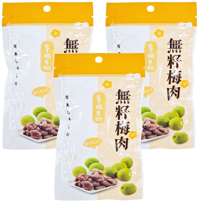 手摘果物 無籽梅肉, 18g, 3包
