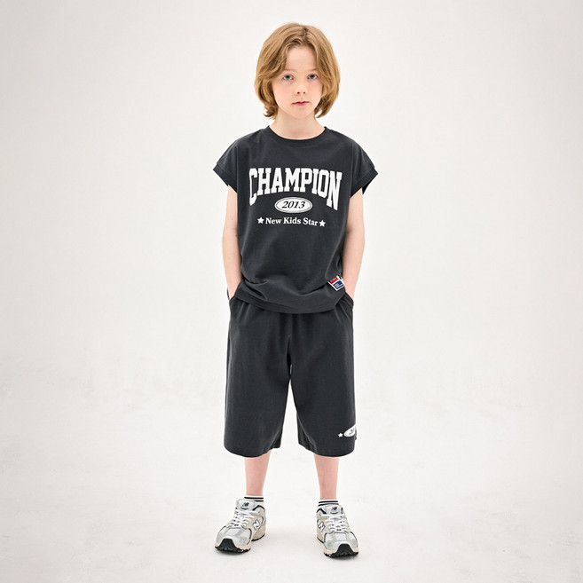 젤리스푼 아동용 통기성 힙스터 베스킷볼 민소매 상의 + 하의 세트