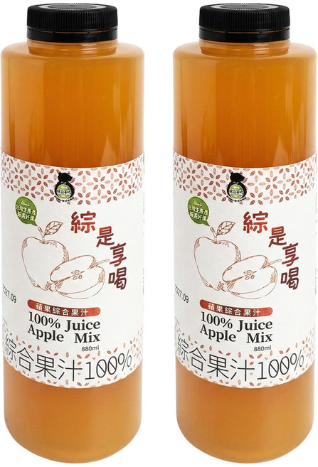 TAIWAN SWEET FARM 台灣好田 綜是享喝100%蘋果綜合果汁, 880ml, 2瓶