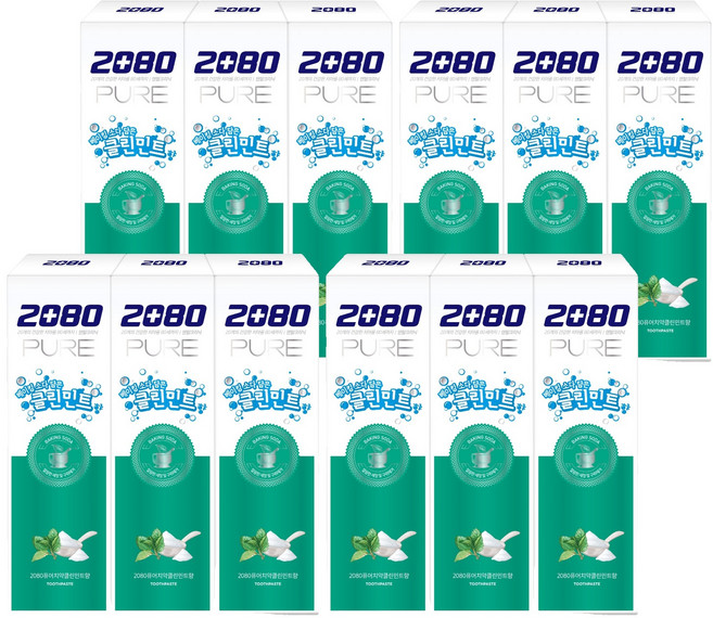 2080 퓨어치약 클린민트향, 120g, 12개