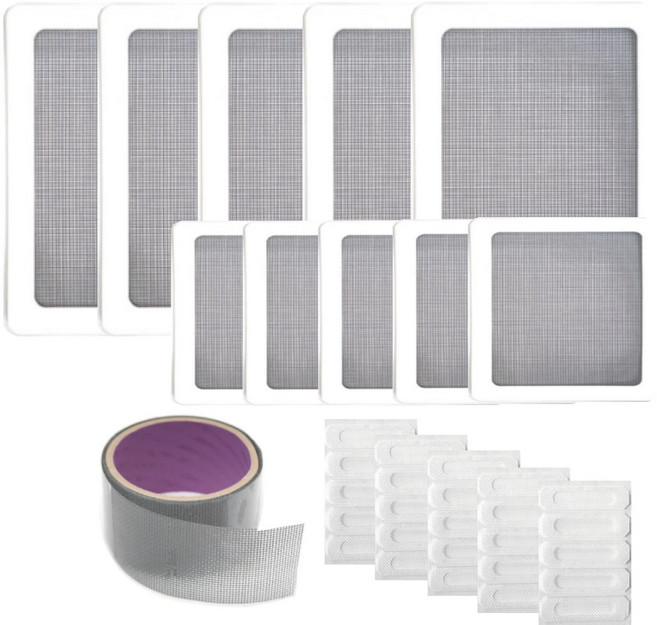 바로 보수용 방충망 세트 특대형 5p + 대형 5p + 보수테이프 + 고급물구멍 25p, 1세트