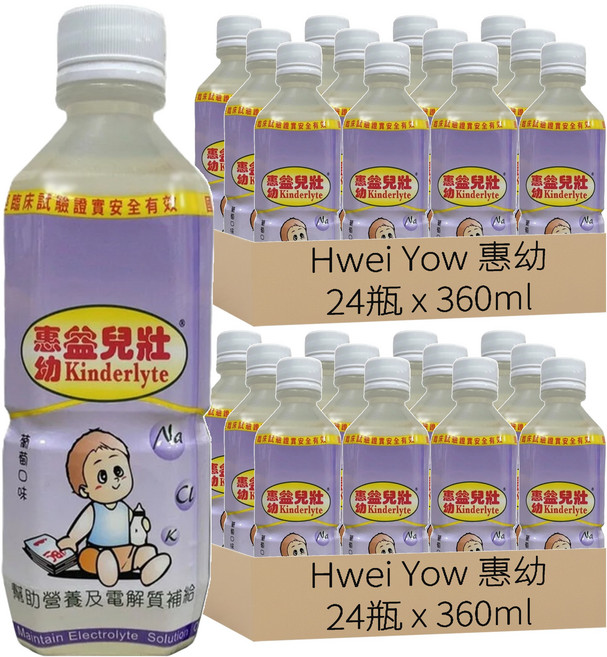 Hwei Yow 惠幼 益而壯 電解質水 葡萄口味, 360ml, 48瓶