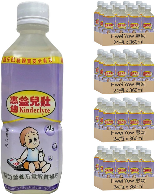 Hwei Yow 惠幼 益而壯 電解質水 葡萄口味, 360ml, 96瓶