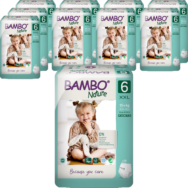 밤보네이처 그린 팬티형 기저귀, 6단계, 180매