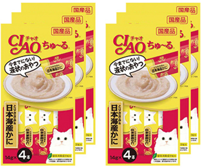 챠오츄르 고양이 짜먹는 간식, 혼합맛(닭가슴살/게), 56g, 6개