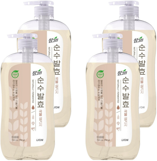 참그린 순수발효 곡물 설거지 주방세제, 720ml, 4개