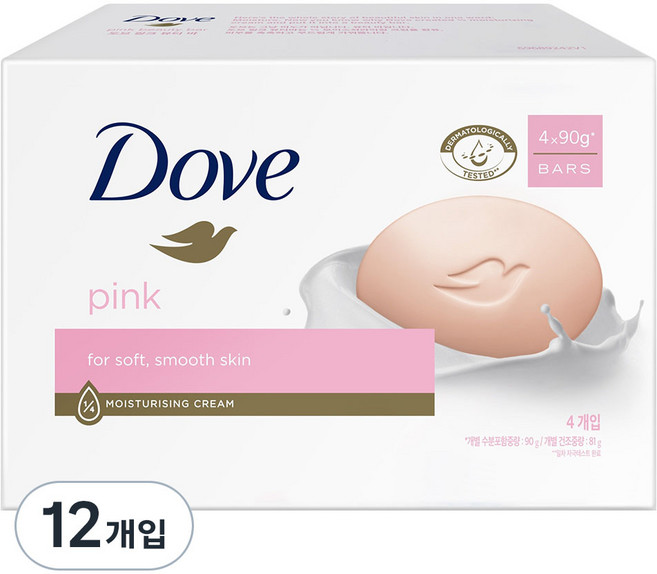 도브 뷰티바 비누 핑크, 90g, 12개입