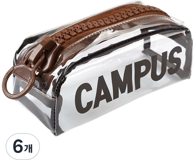 포포팬시 캠퍼스 왕지퍼 필통, 투명브라운, 6개