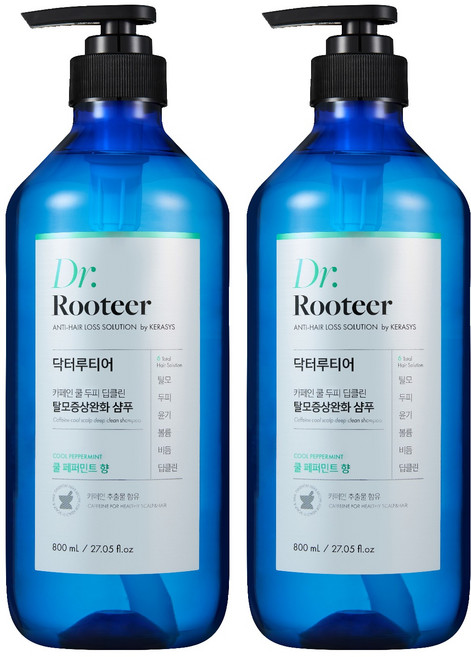DrRooteer 咖啡因清涼頭皮深層清潔薄荷洗髮精, 800ml, 2瓶