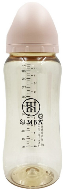 Simba 小獅王辛巴 蘊蜜鉑金PPSU寬口防脹氣奶瓶 3個月以上全齡適用, 栗粉, 1個, 360ml
