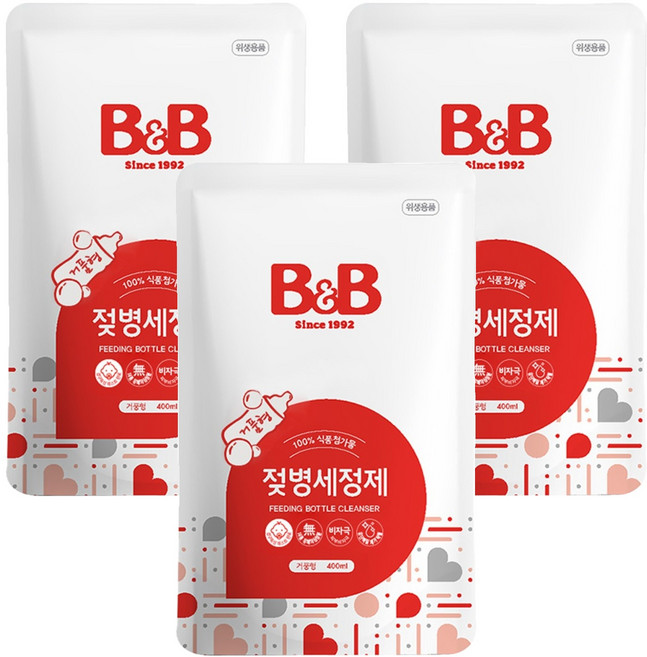 비앤비 젖병세정제 거품형 리필, 400ml, 3개