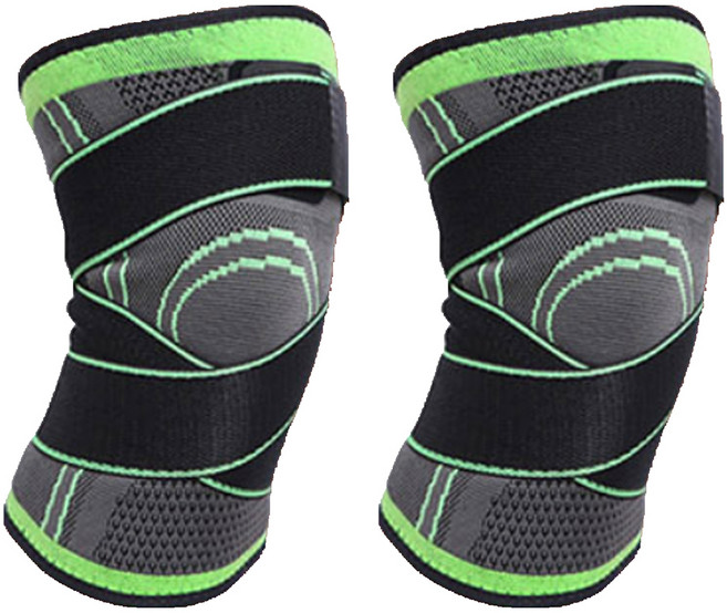 AOLIKES 奧力克斯 綁帶運動護膝, 綠色, 2個