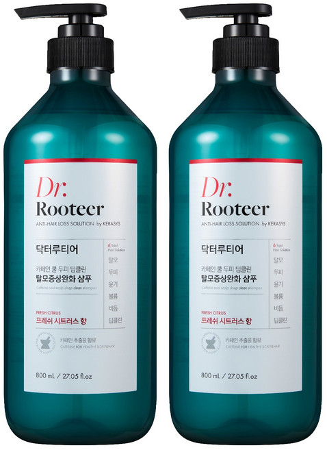 DrRooteer 咖啡因清涼頭皮深層清潔柑橘洗髮精, 800ml, 2瓶