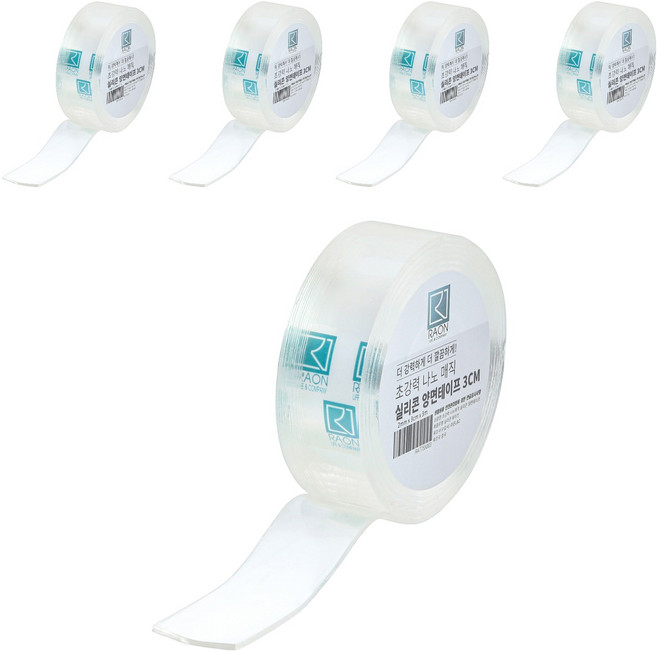 RAON 超強力奈米魔術矽膠雙面膠帶 3m, 5個