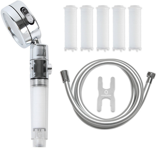 홈다움 3단조절 온오프 다기능 샤워기 + 필터 5p + 안꼬이는 말랑이 PVC 샤워호스 2m, 1개