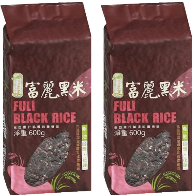 富里鄉農會 富麗黑糙米 二等米, 600g, 2個