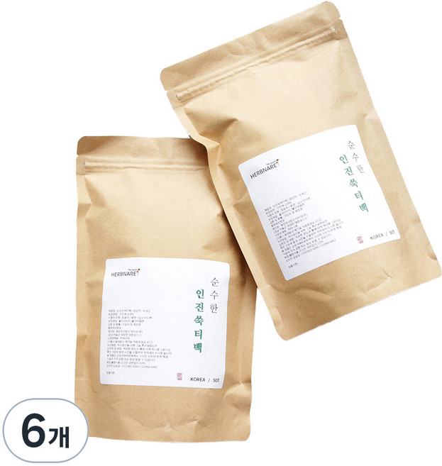 허브나래 인진쑥차, 1g, 50개입, 6개