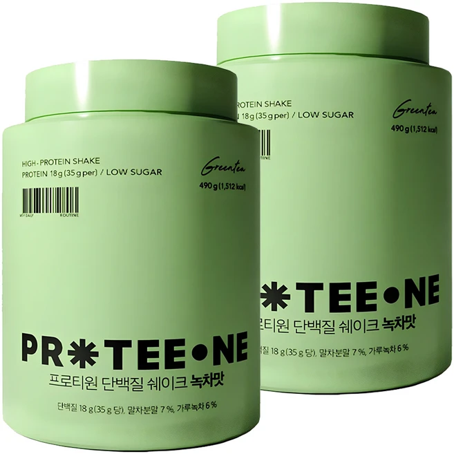 프로티원 단백질 쉐이크 녹차맛, 2개, 490g - 쿠팡