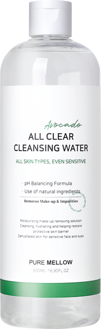 퓨어멜로우 아보카도 올 클리어 클렌징 워터, 1개, 500ml