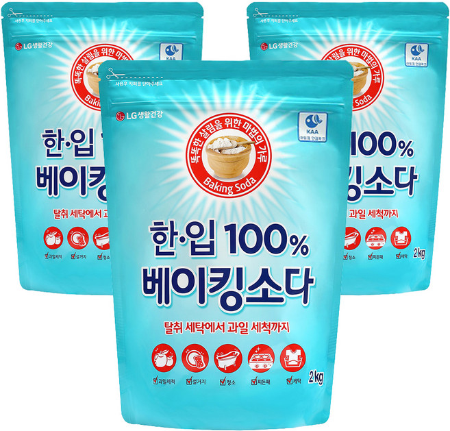 한입 100% 베이킹소다, 3개, 2kg