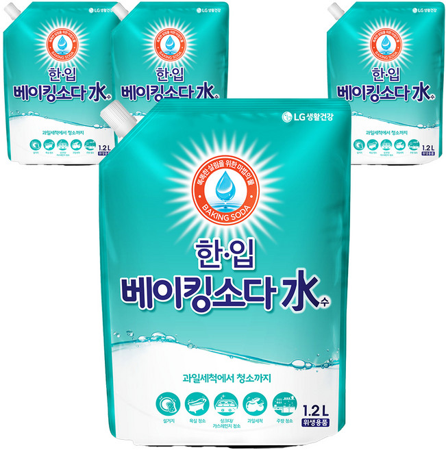 한입 베이킹소다수 리필, 1.2L, 4개